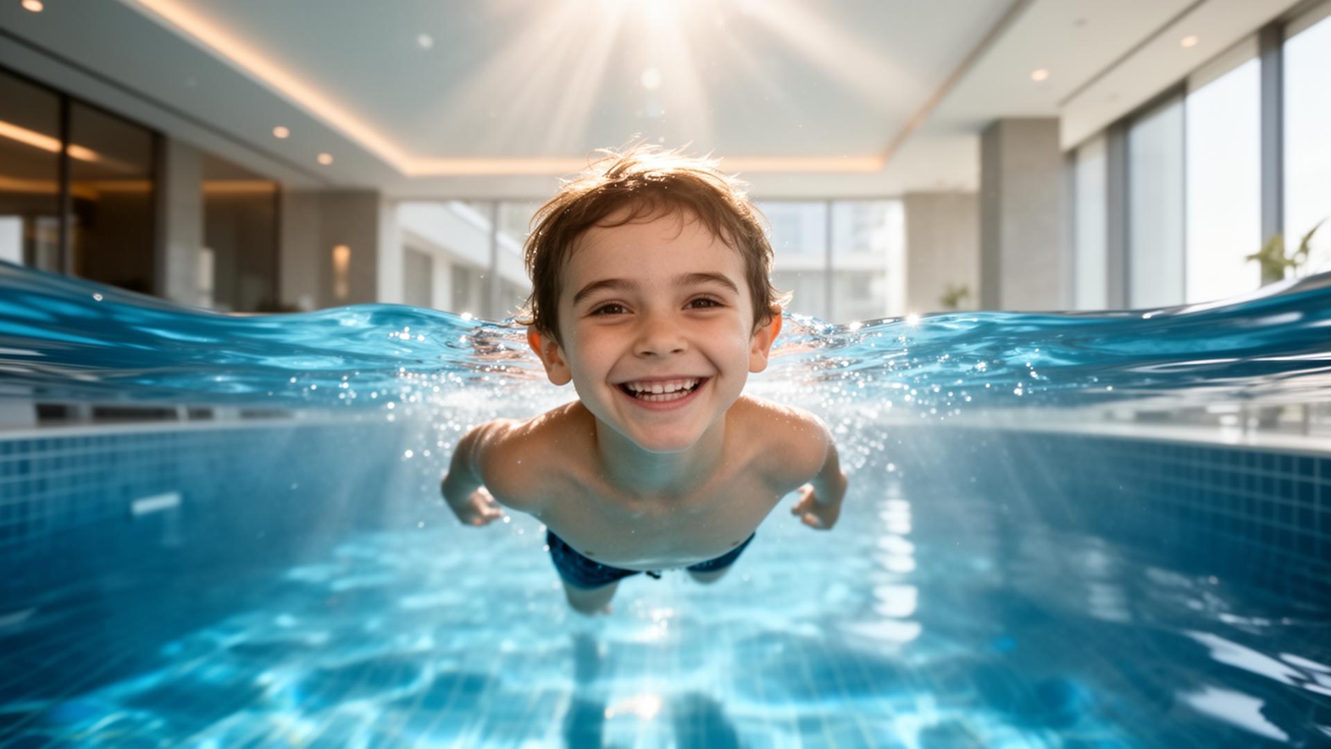 Calm indoor pool with soft natural light